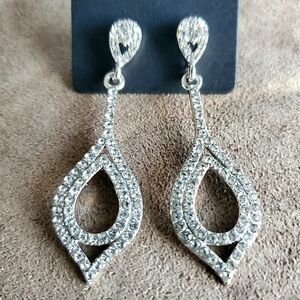 Shimmering Silver CZ Stacked Dangle Earrings